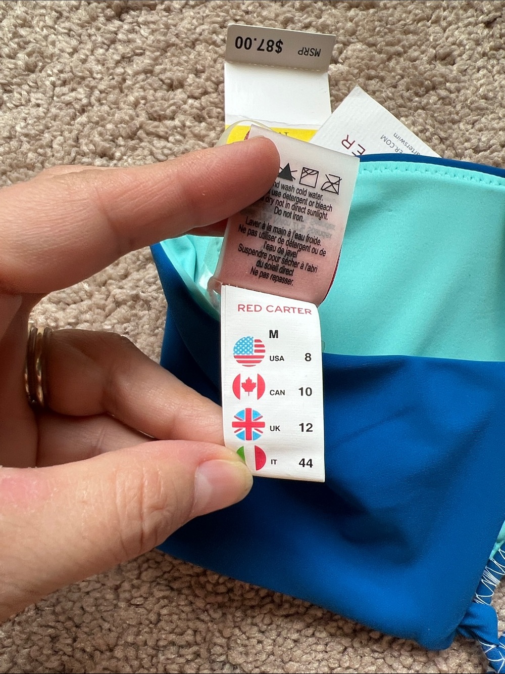 NWT Red Carter One-Shoulder Cobalt Blue Bikini Top - Picture 5 of 6